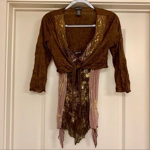 Brown/Gold Camisole with Cropped Cover